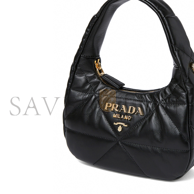 Pra*a mini quilted stitch shoulder bag in black 1ba384 (21*12.5*6.5cm)